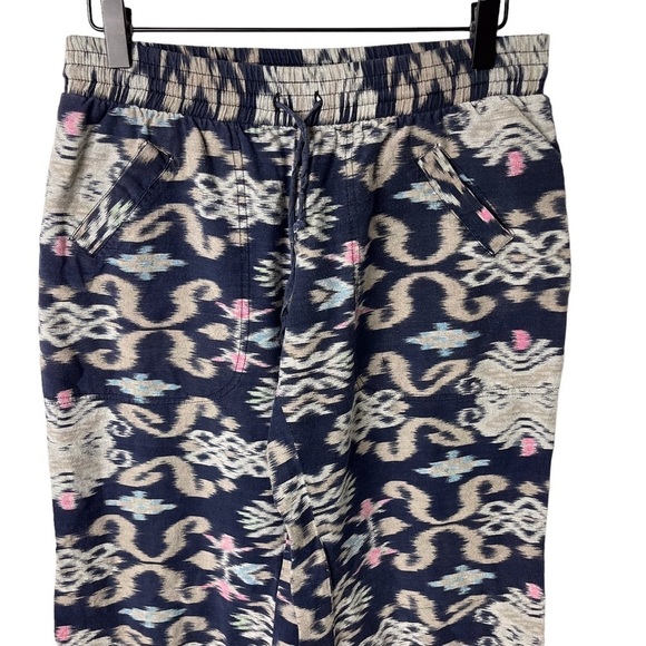 Indah Boho Wide Leg Pants Print Navy Blue Size Large Beach Resort Wear - Picture 4 of 6